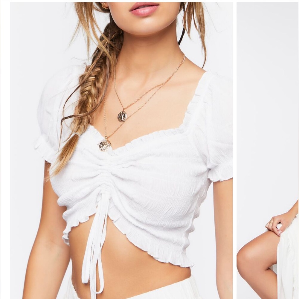 NWT BLACK Rouched tie-front Crop Top, Size M